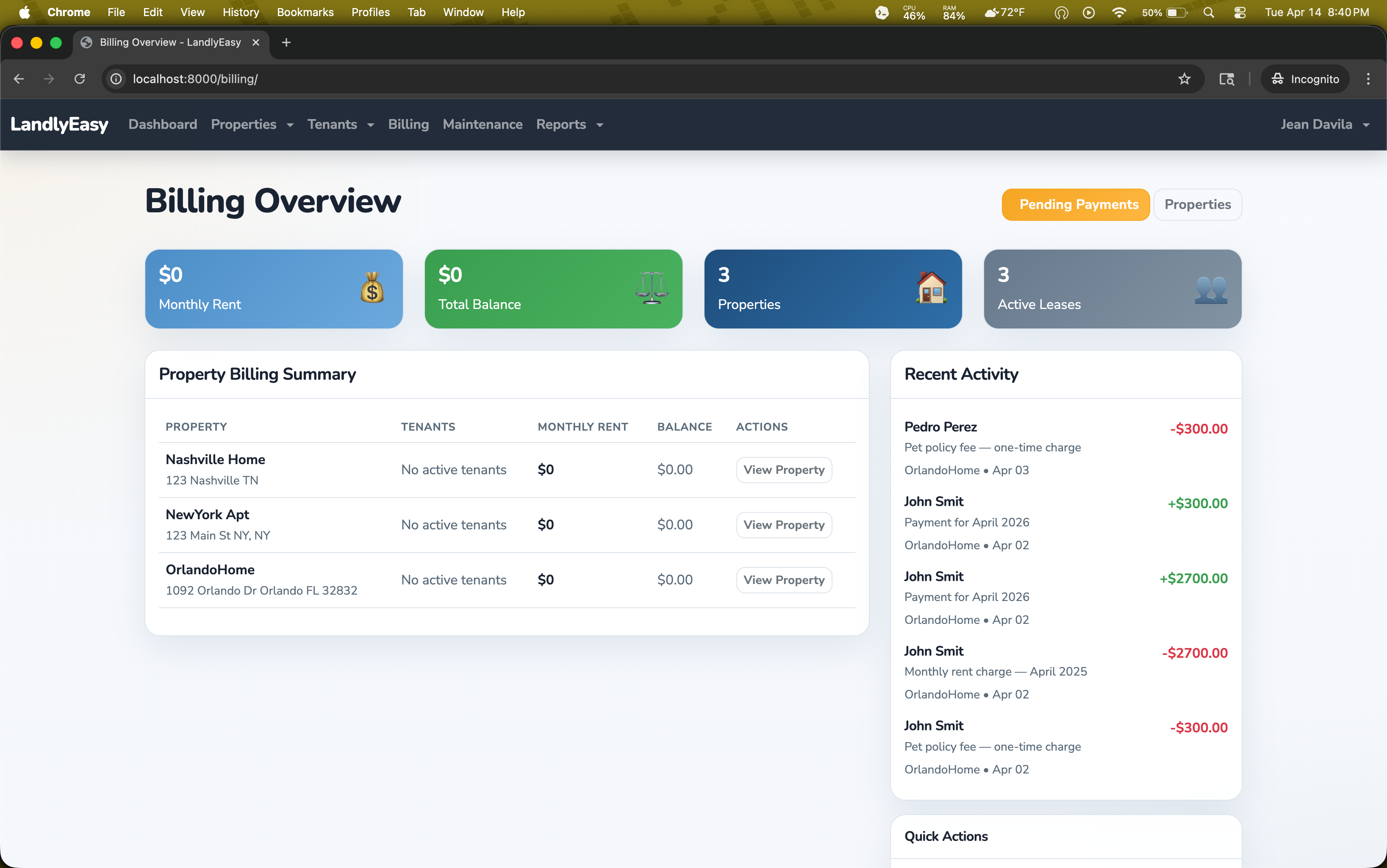 Run billing, ledger activity, and payment follow-up in one place